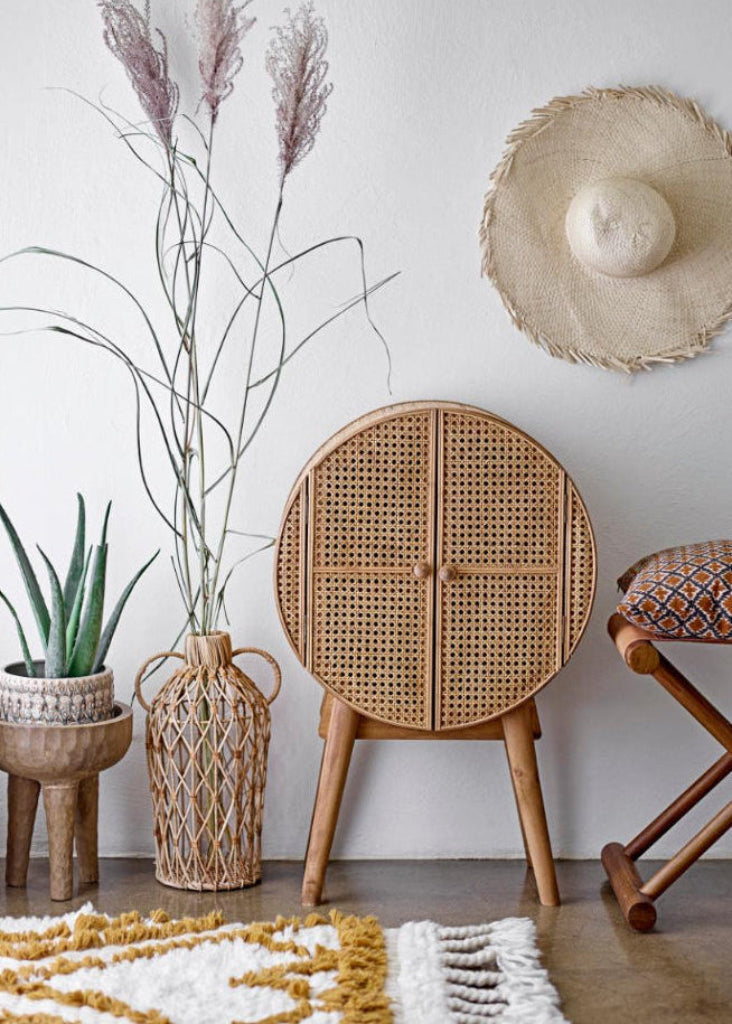 Rattan Kommode AGNES rund H 80 cm, kleiner Schrank, für jedes Zimmer