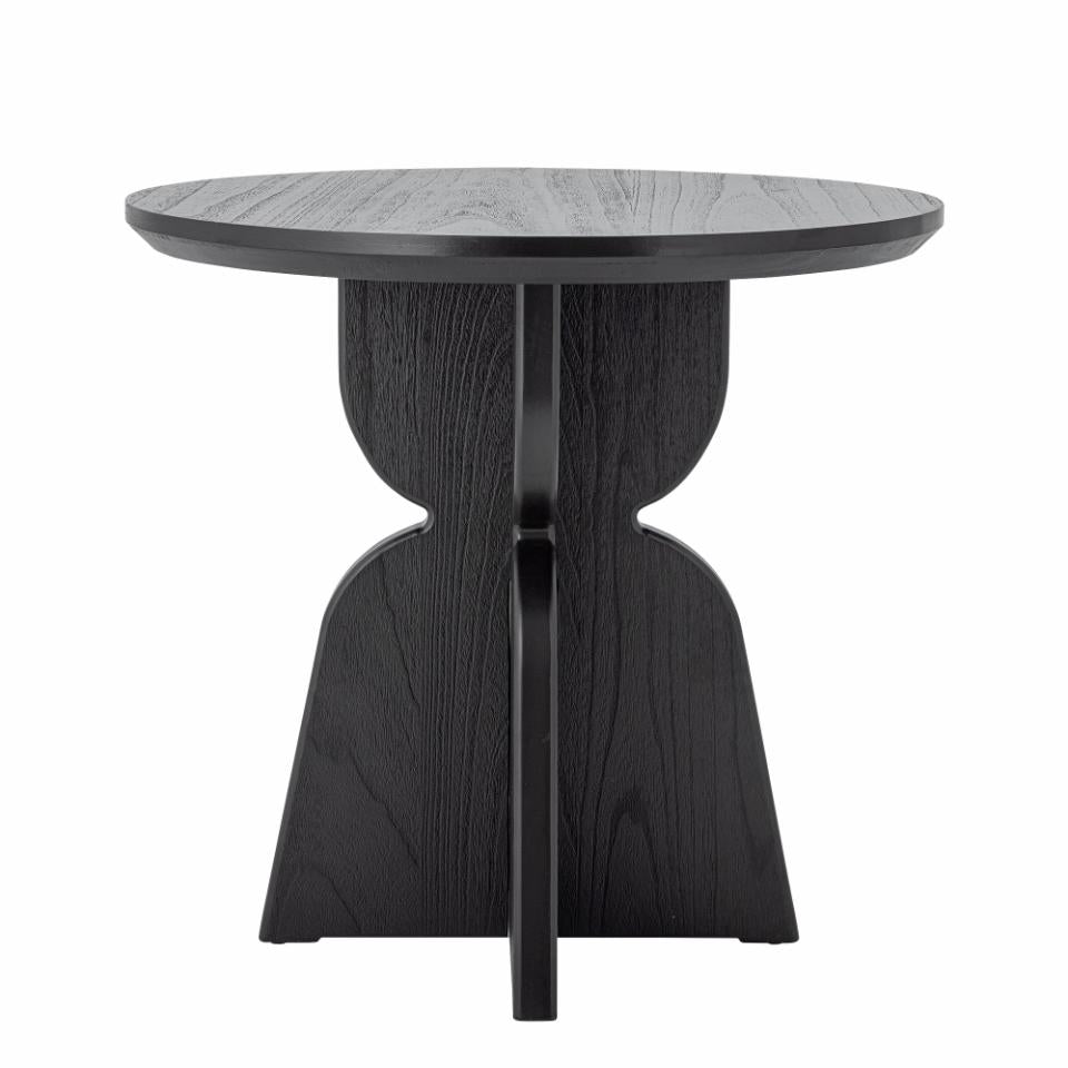 Esstisch rund D 80 cm schwarz Holz mit Säulenfuß