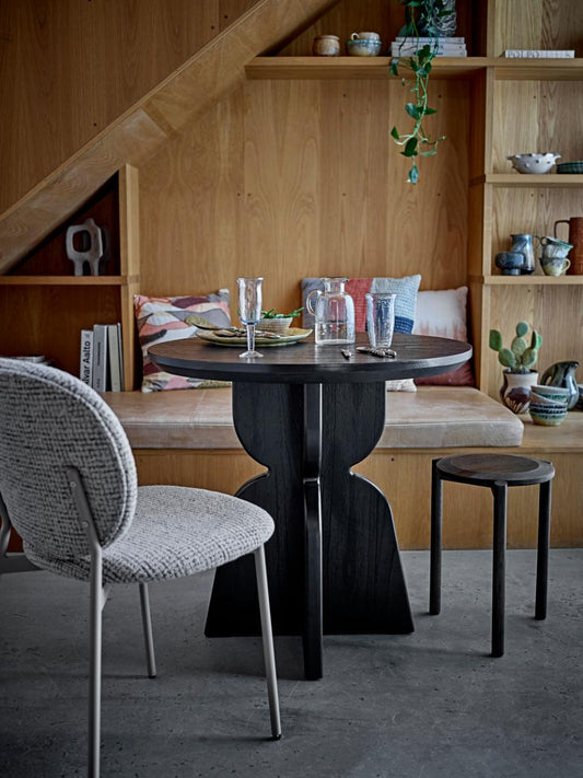 Esstisch rund D 80 cm schwarz Holz mit Säulenfuß