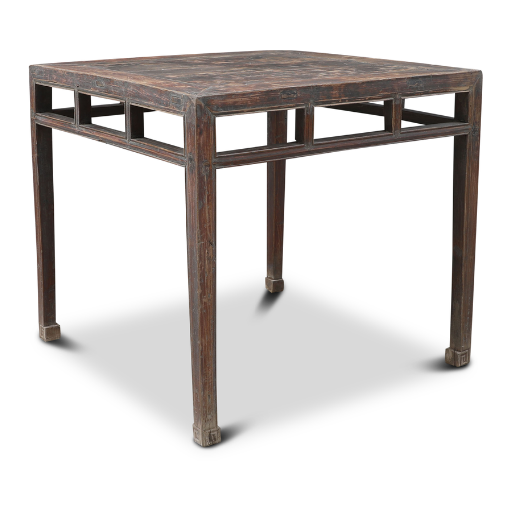 Alter Esstisch TINE Holz shabby schwarz quadratisch 90 x 90 cm EINZELSTÜCK