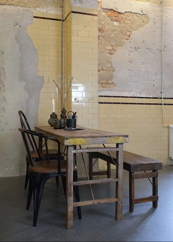 Esstisch klappbar 149 cm natur Vintage Altholz mit passender Sitzbank