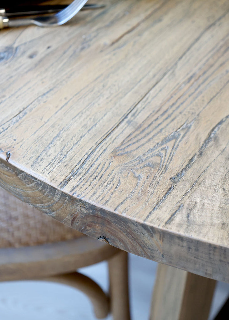 Altholz Esstisch ISA rund D 120 cm - Recyclingholz Esstisch natur, massives Altholz