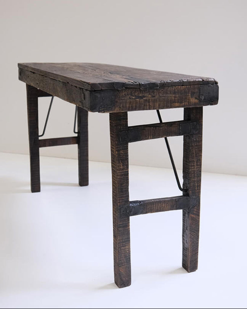 Altholz Konsolentisch shabby schwarz 122 cm Breite