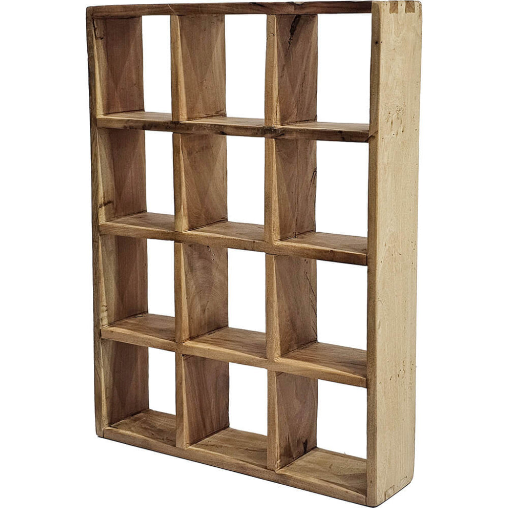 Wandregal LILLI Altholz 60 cm, 12 Fächer Tassenregal