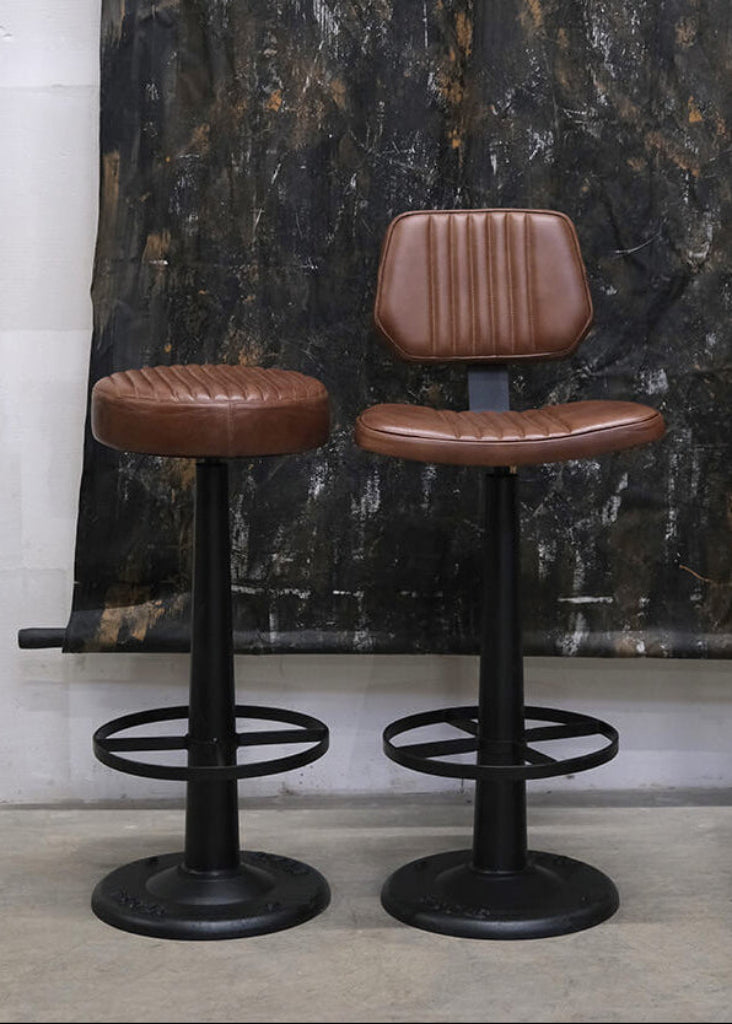Barhocker Leder-Metall drehbar mit und ohne Lehne