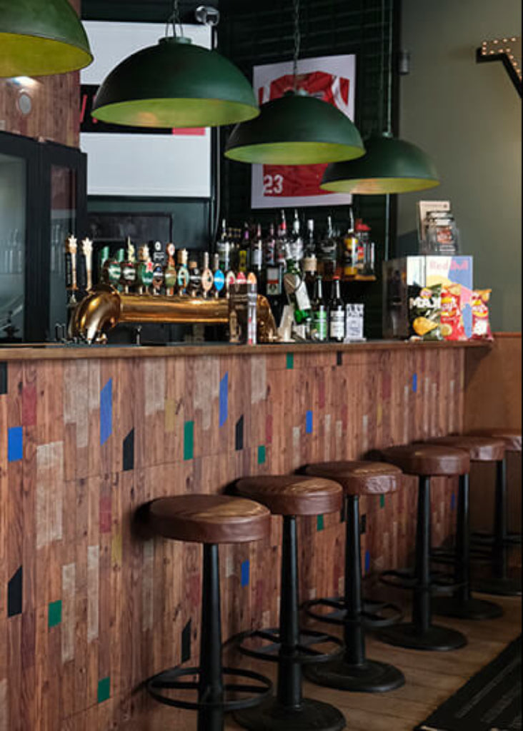 Barhocker industrial rund Ledersitz