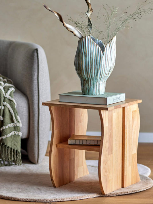 Beistelltisch Holz quadratisch natur mit Regal
