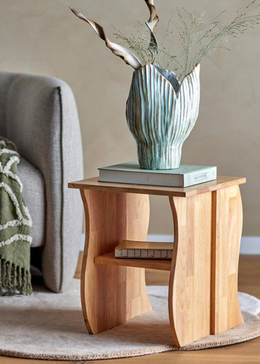 Beistelltisch Holz quadratisch natur mit Regal