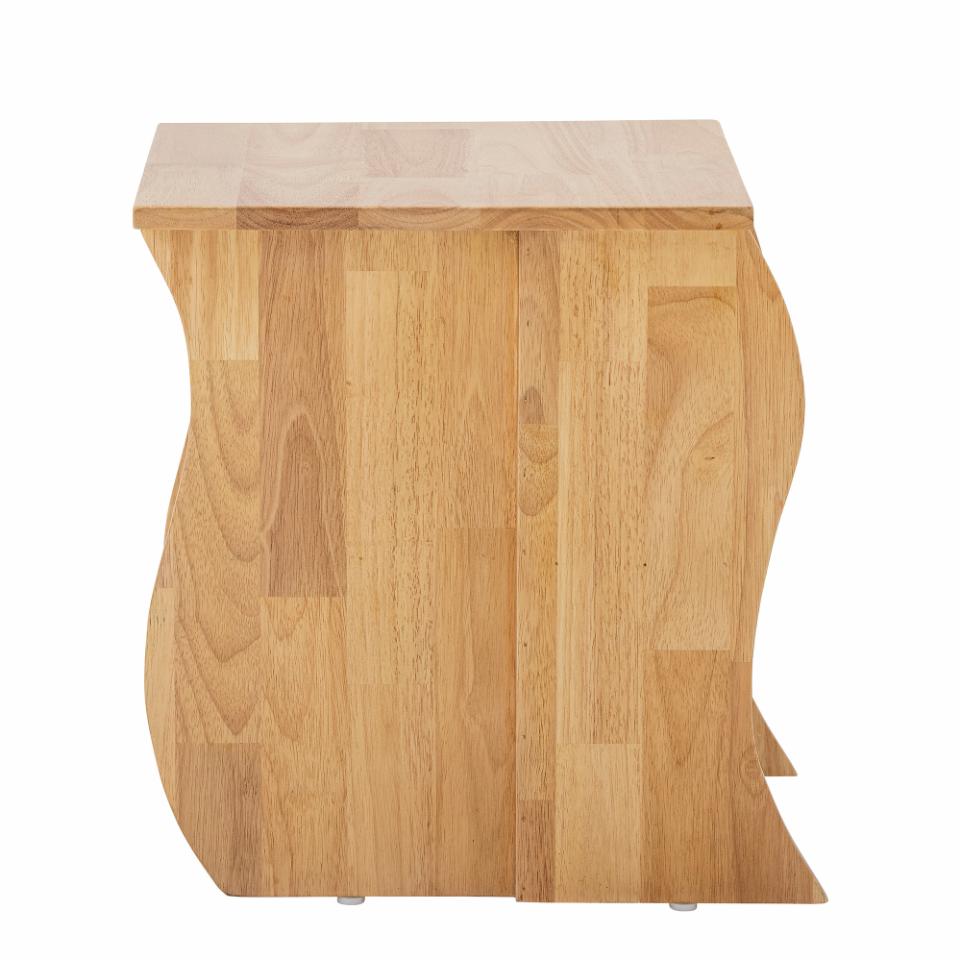 Beistelltisch Holz quadratisch natur mit Regal geschwungene Seitenteile
