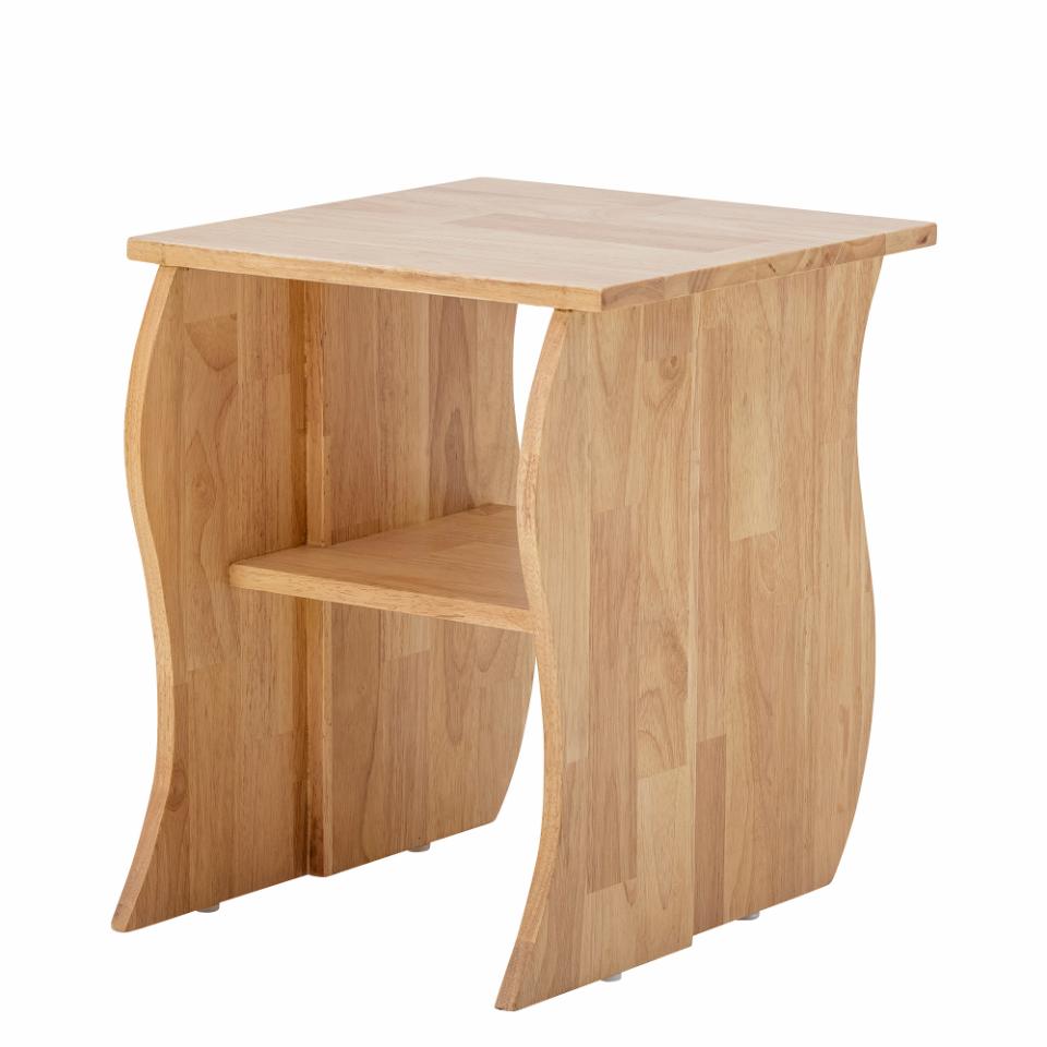 Beistelltisch Holz quadratisch natur mit Regal, Schlafzimmer, Wohnzimmer Tisch