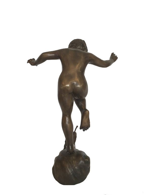 Bronze Gartenbrunnen " Junge auf Schnecke"