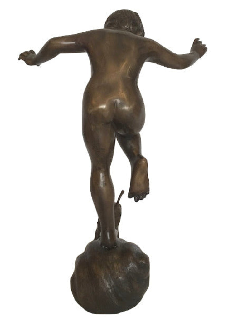 Gartenbrunnen "Junge auf Schnecke" Bronze Brunnen