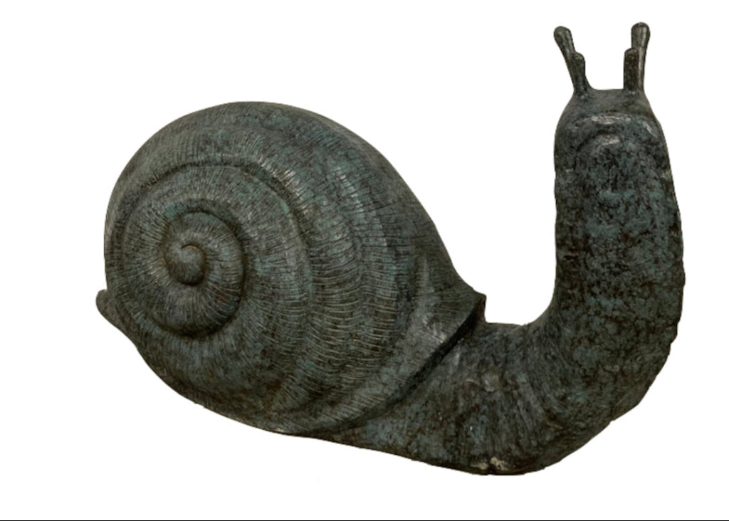 Bronzener Schneckenbrunnen Länge 73 cm - Eleganter Gartenbrunnen