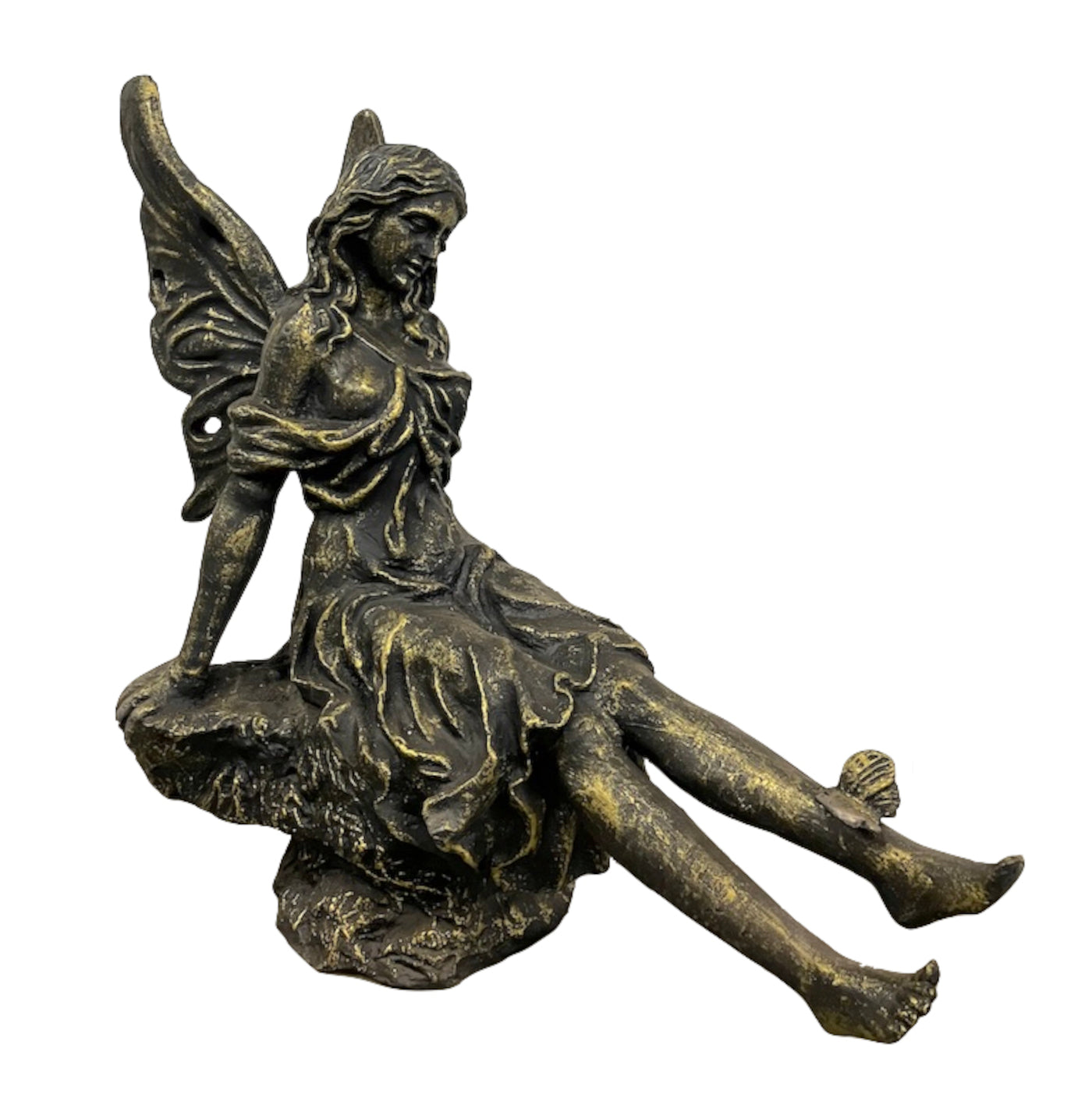 Skulptur Gusseisen "Engel mit Schmetterling" shabby gold, anmutige Figur