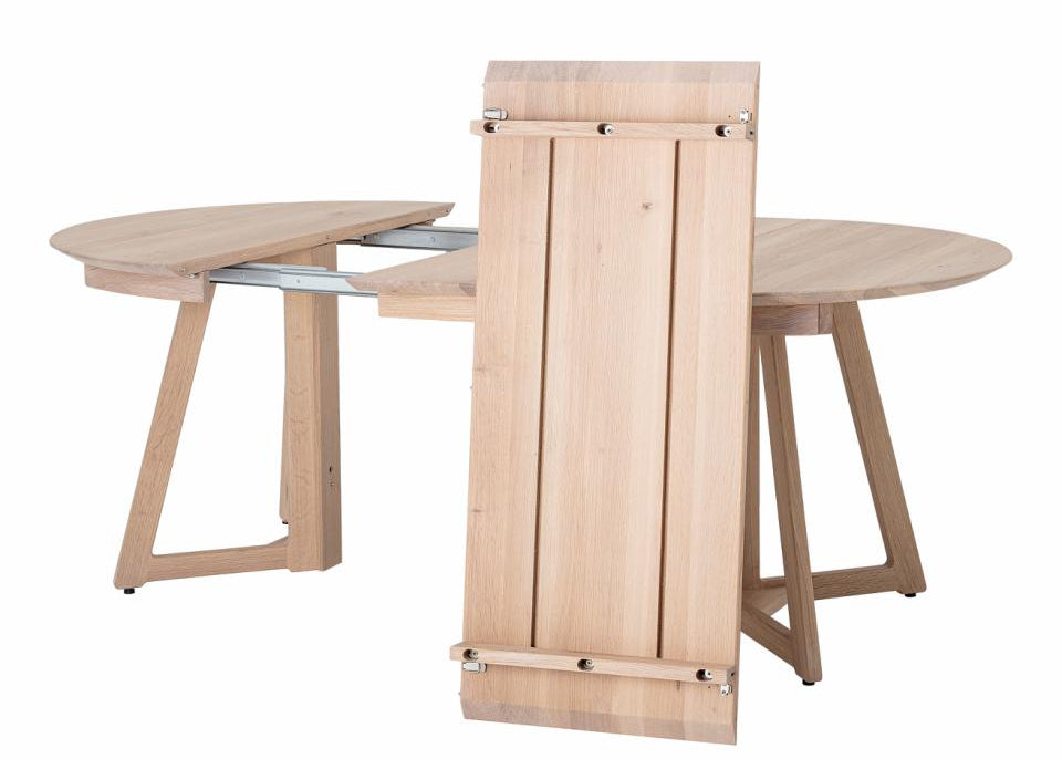 Esstisch aus Eiche rund ausziehbar, großer Ausziehtisch 2 Einlegeplatten