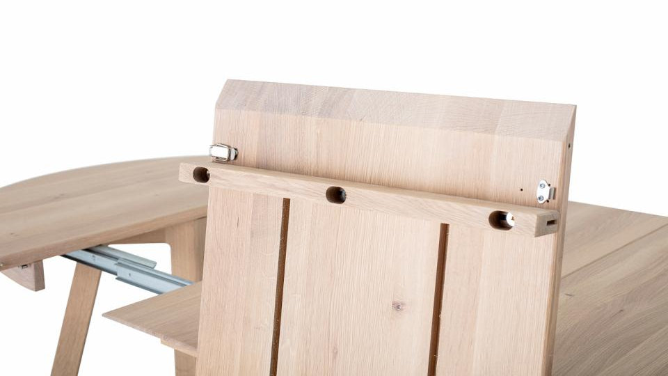 Esstisch aus Eiche rund ausziehbar, großer Ausziehtisch, Vergrößerungsplatte