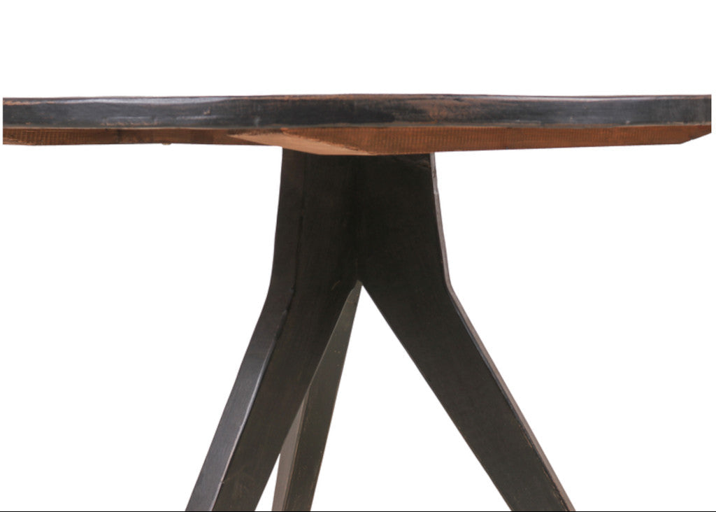 Esstisch rund schwarz antik D 110 cm UNIKAT