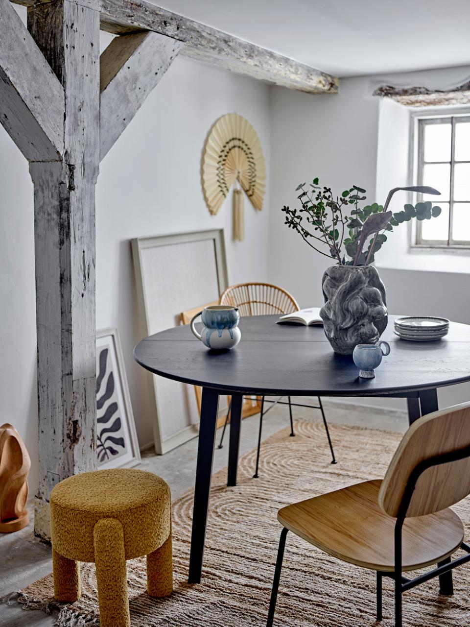 Esstisch rund D 140 cm schwarz Holz Landhausstil