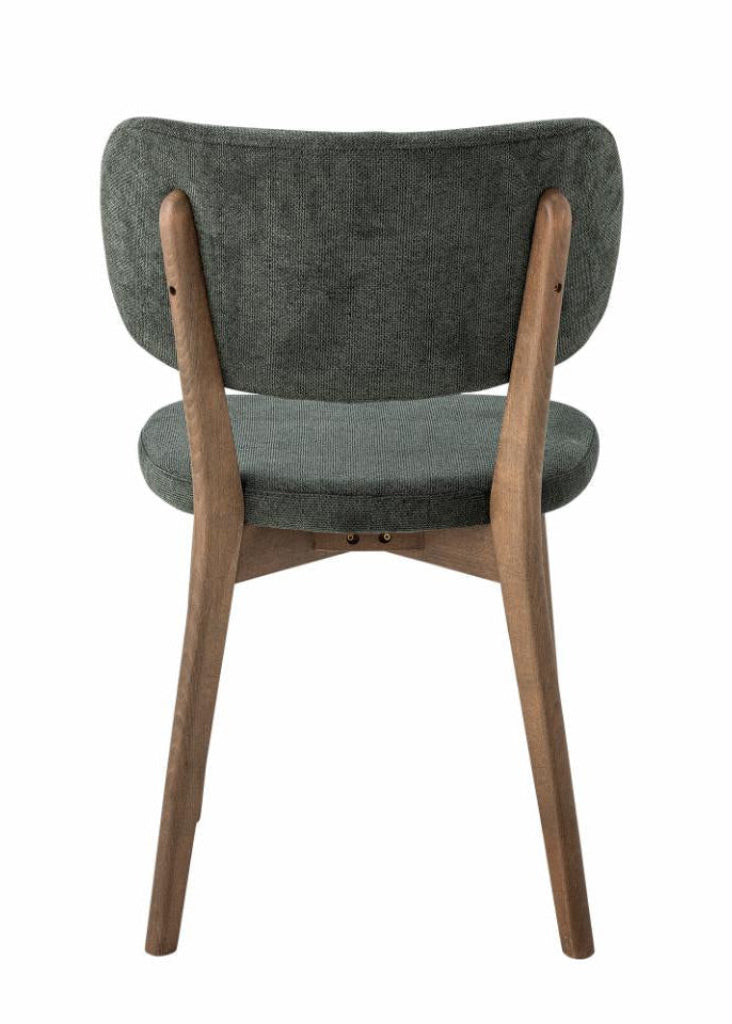 Esszimmerstuhl grün Bouclé-Stoff - Eiche Holzgestell