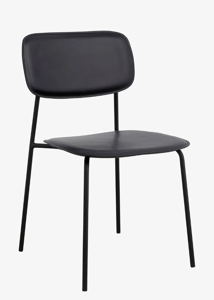 Bistrostuhl TEA - Esszimmerstuhl PU-Leder schwarz-Metall, Stapelstuhl