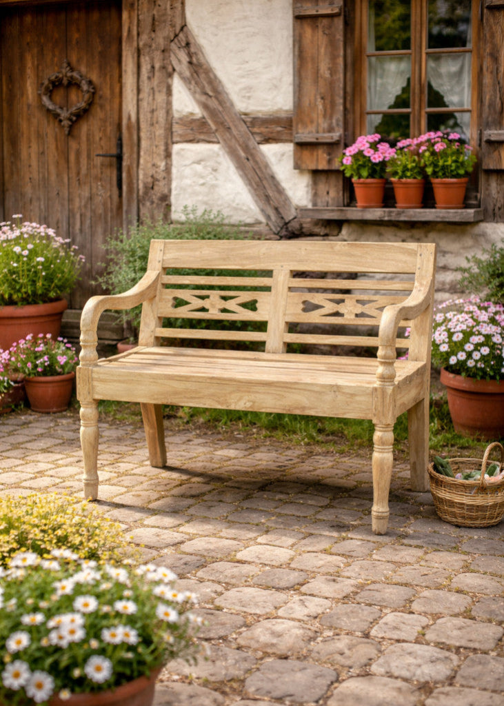 Gartenbank 100 cm aus Teakholz – kleine Balkonbank & Terrassenbank