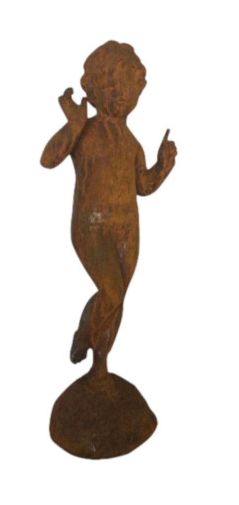 Gartenskulptur "Junge aus Gusseisen" antik rostig