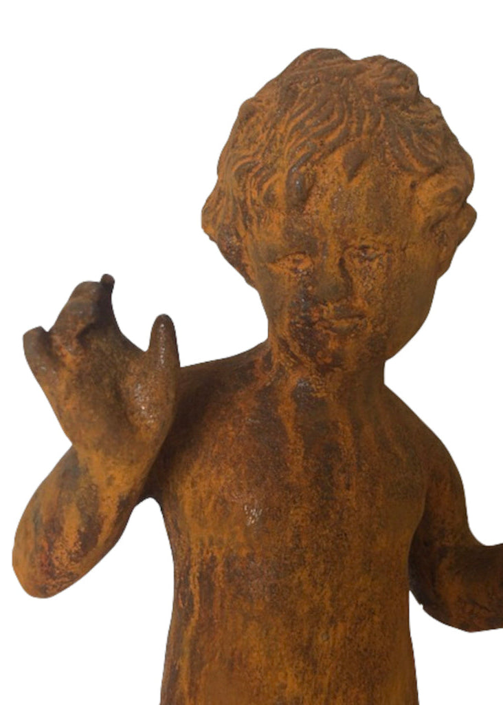 Romantische Gartenskulptur "Junge aus Gusseisen"