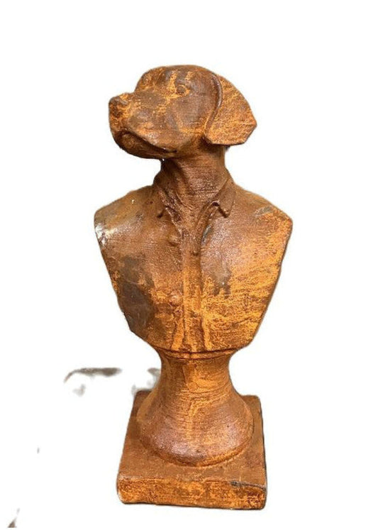 Gartenskulptur "Hunde-Büste" antik rostig, ein Hingucker