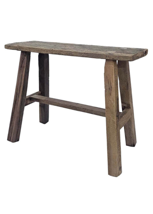 Hübscher Altholz Hocker eckig vintage