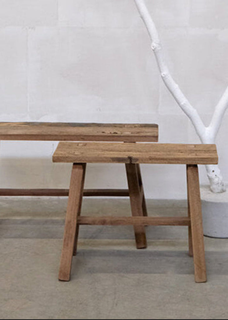 Altholz Hocker eckig vintage, Beistelltisch