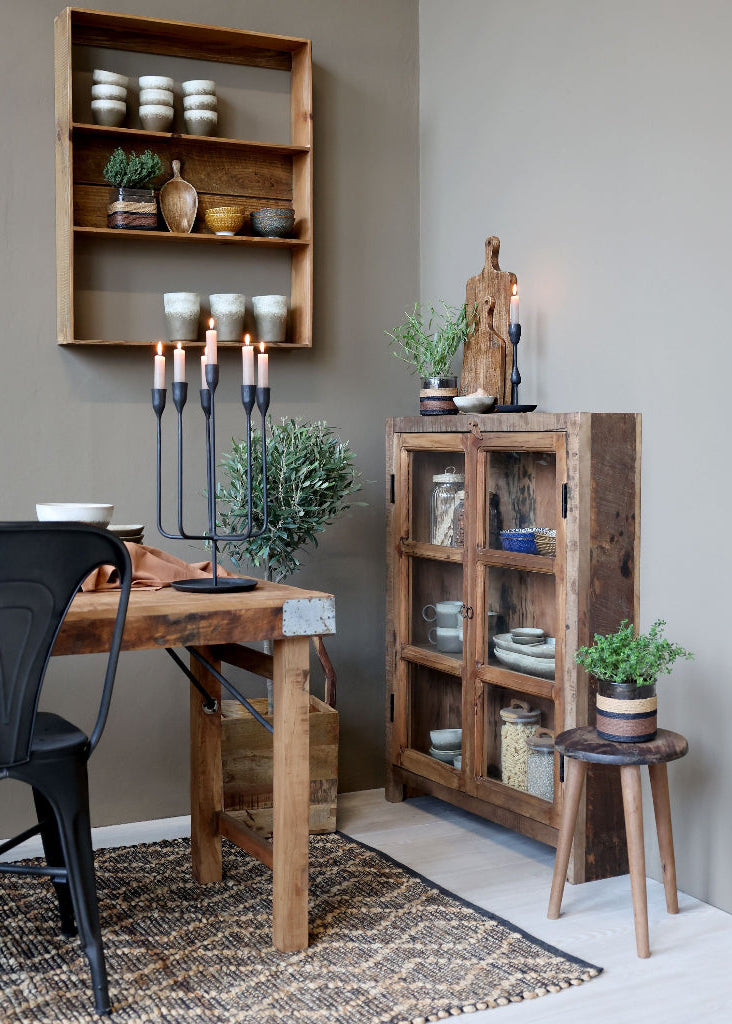 Kleine Landhaus Vitrine besonders flach T 18 cm