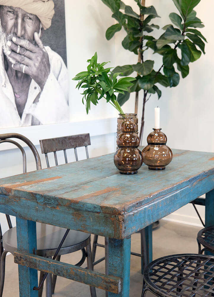 Kleiner blauer Esstisch 120 cm klappbar shabby chic