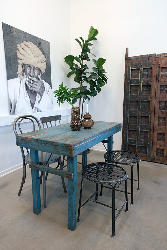 Kleiner blauer Esstisch 120 cm klappbar shabby chic