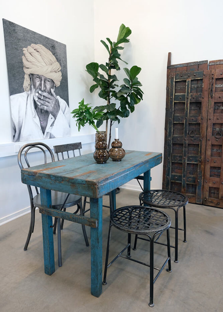 Kleiner blauer Esstisch 120 cm klappbar shabby chic