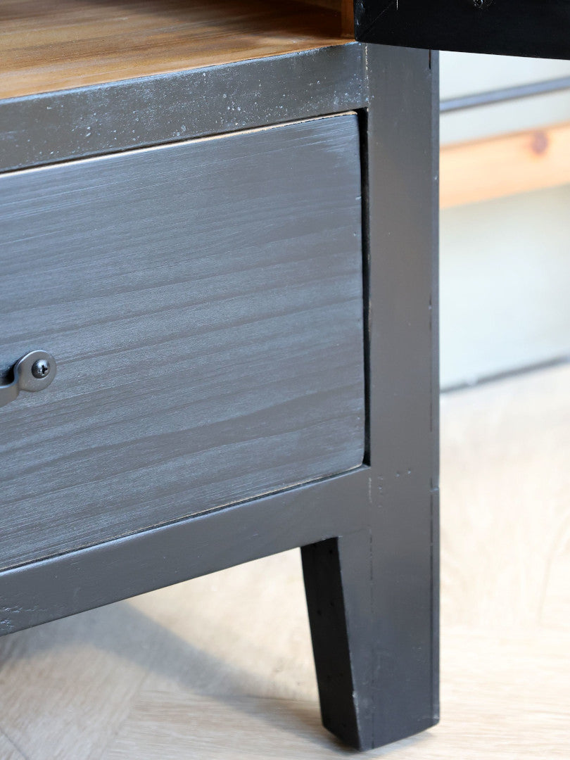 Landhaus Vitrine schwarz-natur H 195 cm - Vintage Shabby Chic