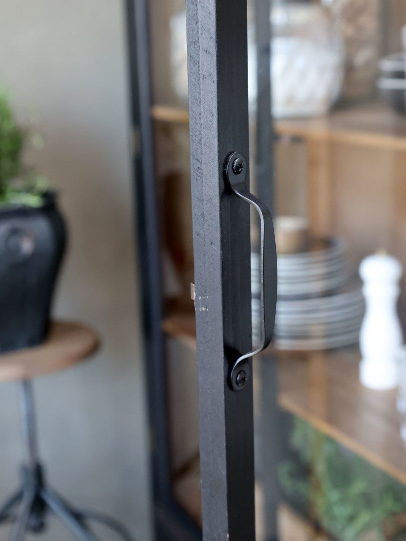 Landhaus Vitrine schwarz-natur H 195 cm - Vintage Shabby Chic