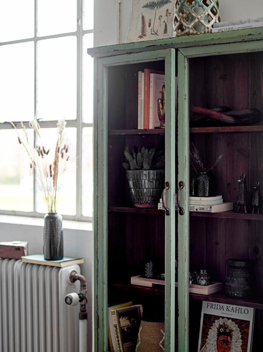 Vintage Wandvitrine in Grün, 122cm hoch