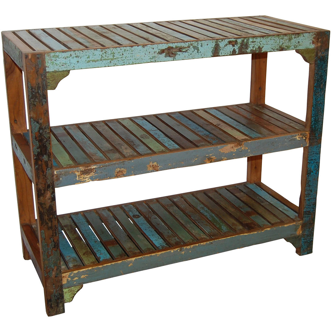 Einzigartiges Vintage-Regal JENNY aus buntem Altholz, 76×92×38cm
