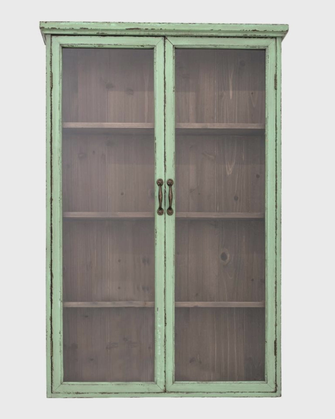 Vintage Wandvitrine in Grün, 122cm hoch