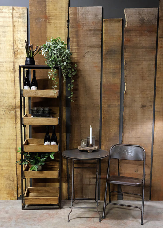 Industrial Regal aus Altholz  Eisen, 178 cm hoch