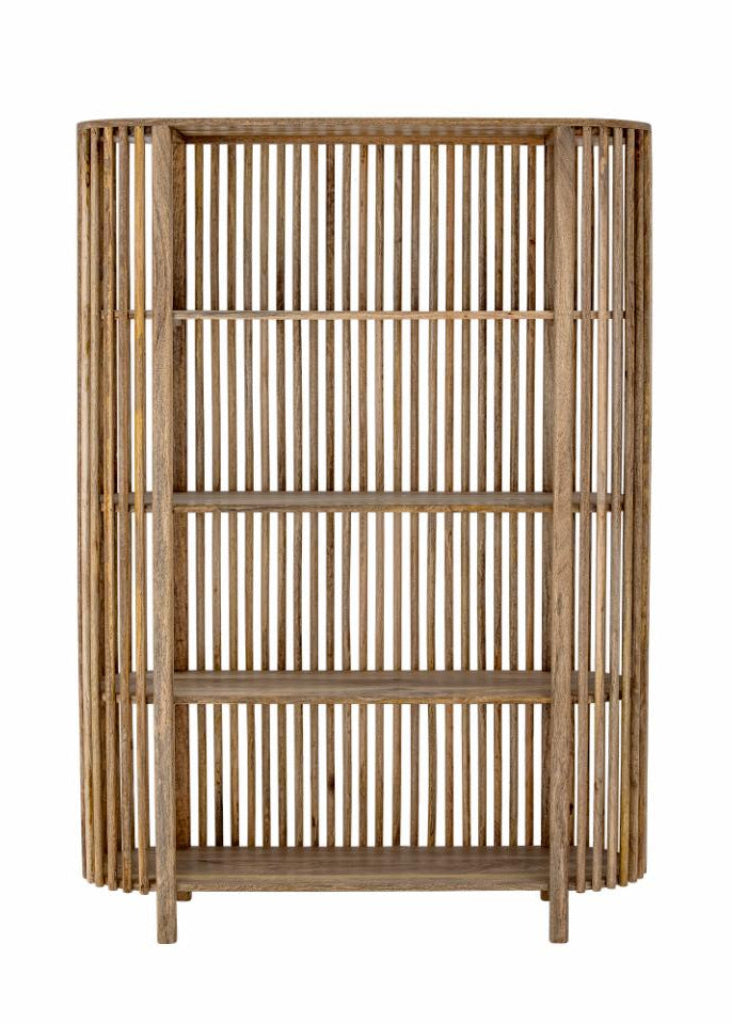 Hohes Regal vintage Holz natur H 172 cm, ovale Form