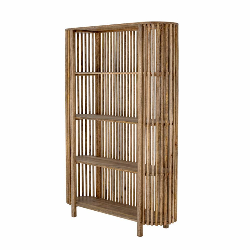 Hohes Regal vintage Holz natur H 172 cm, ovale Form, Aufbewahrung aus Massivholz