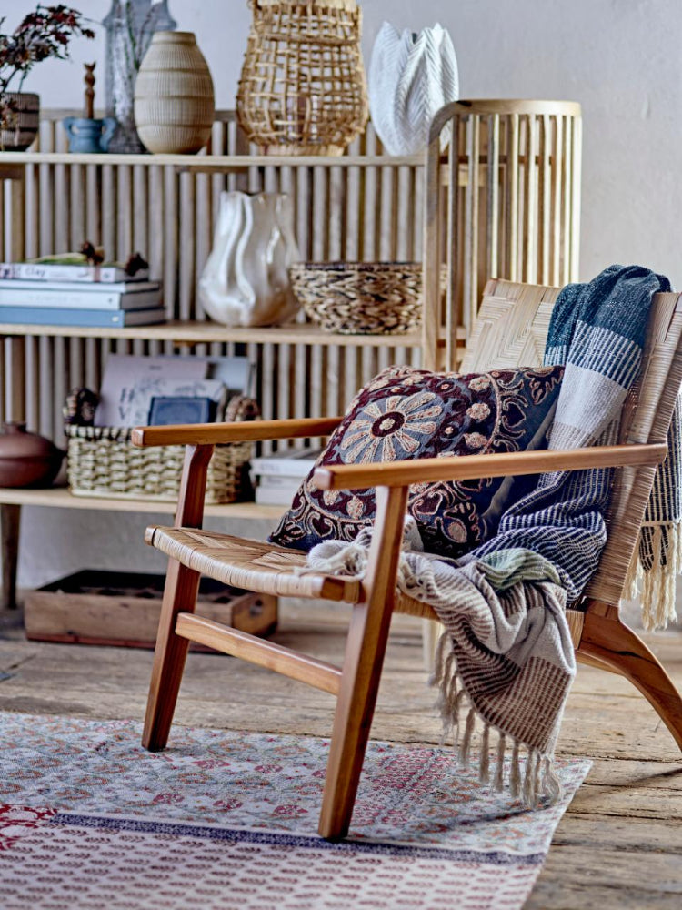 Niedriges ovales Regal aus natur Mangoholz, Wohnzimmer Regal