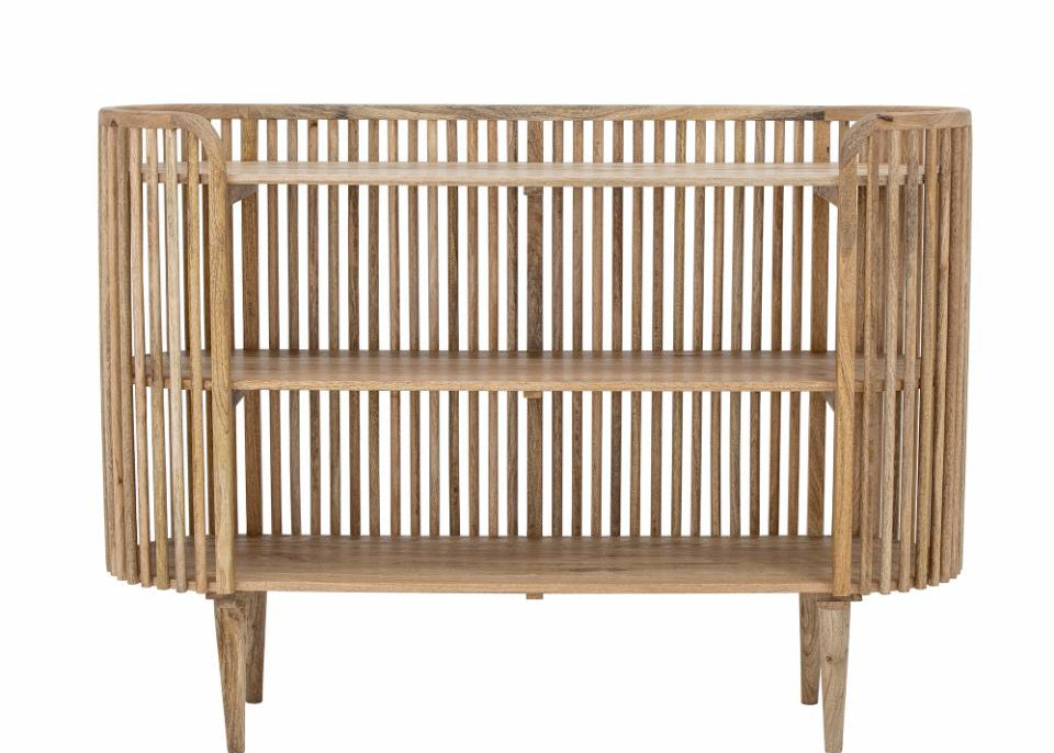 Niedriges ovales Regal aus natur Mangoholz