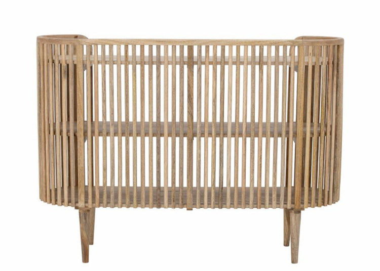 Niedriges ovales Regal aus natur Mangoholz modernes Design