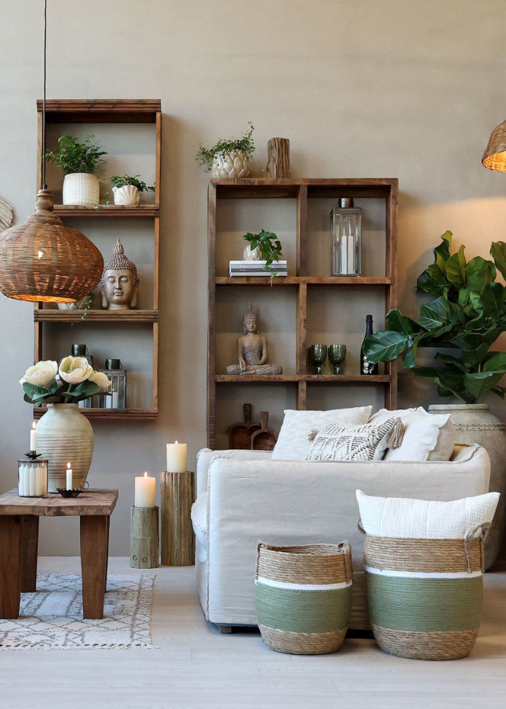 Rustikales Wandregal 6 Fächer - Altholz Natur 152x94 cm