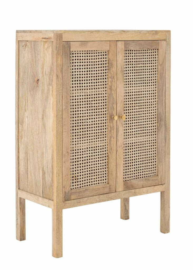 Landhaus Schrank Holz-Rattan H 105 cm natur viele Holzschattierungen