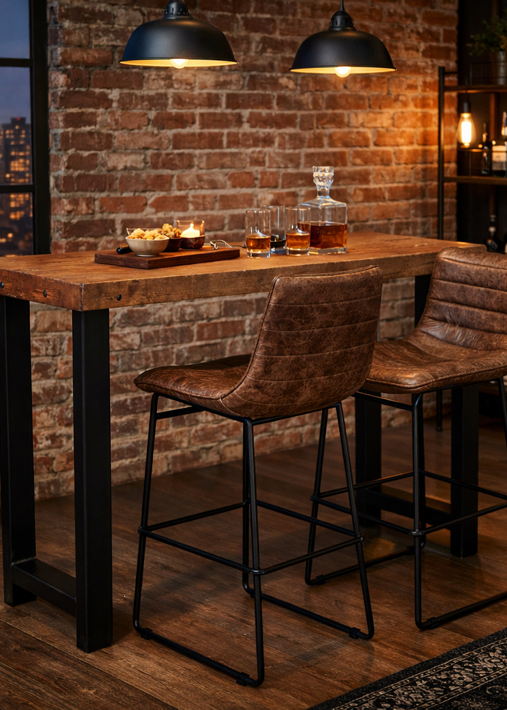 Barhocker am Stehtisch industriell in einer Bar