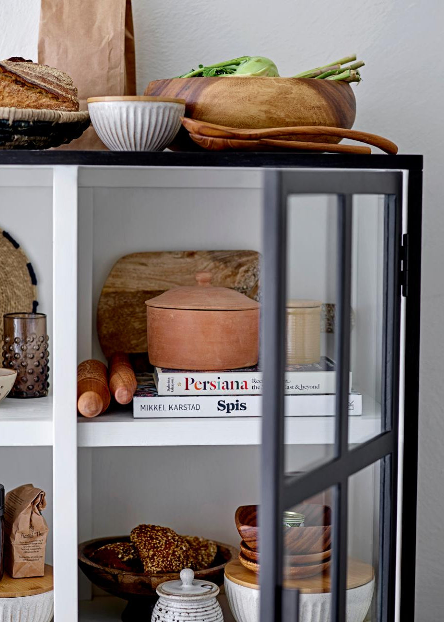 Vitrine, Highboard Eiche schwarz-weiß im Landhausstil