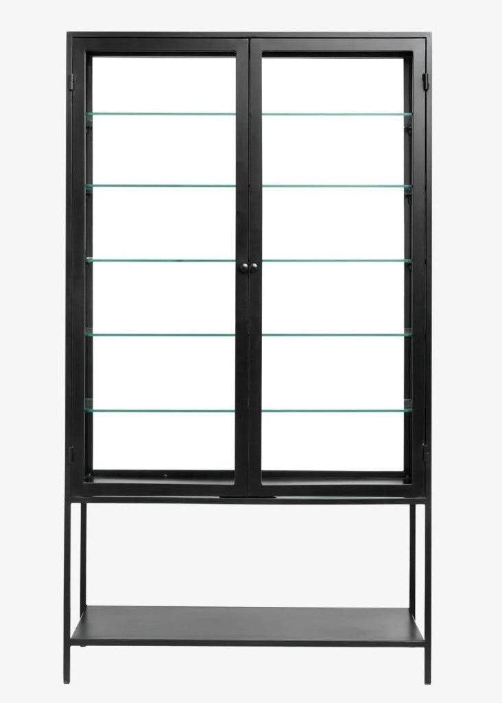 Hochbeinige Vitrine Metall minimalistisches Design